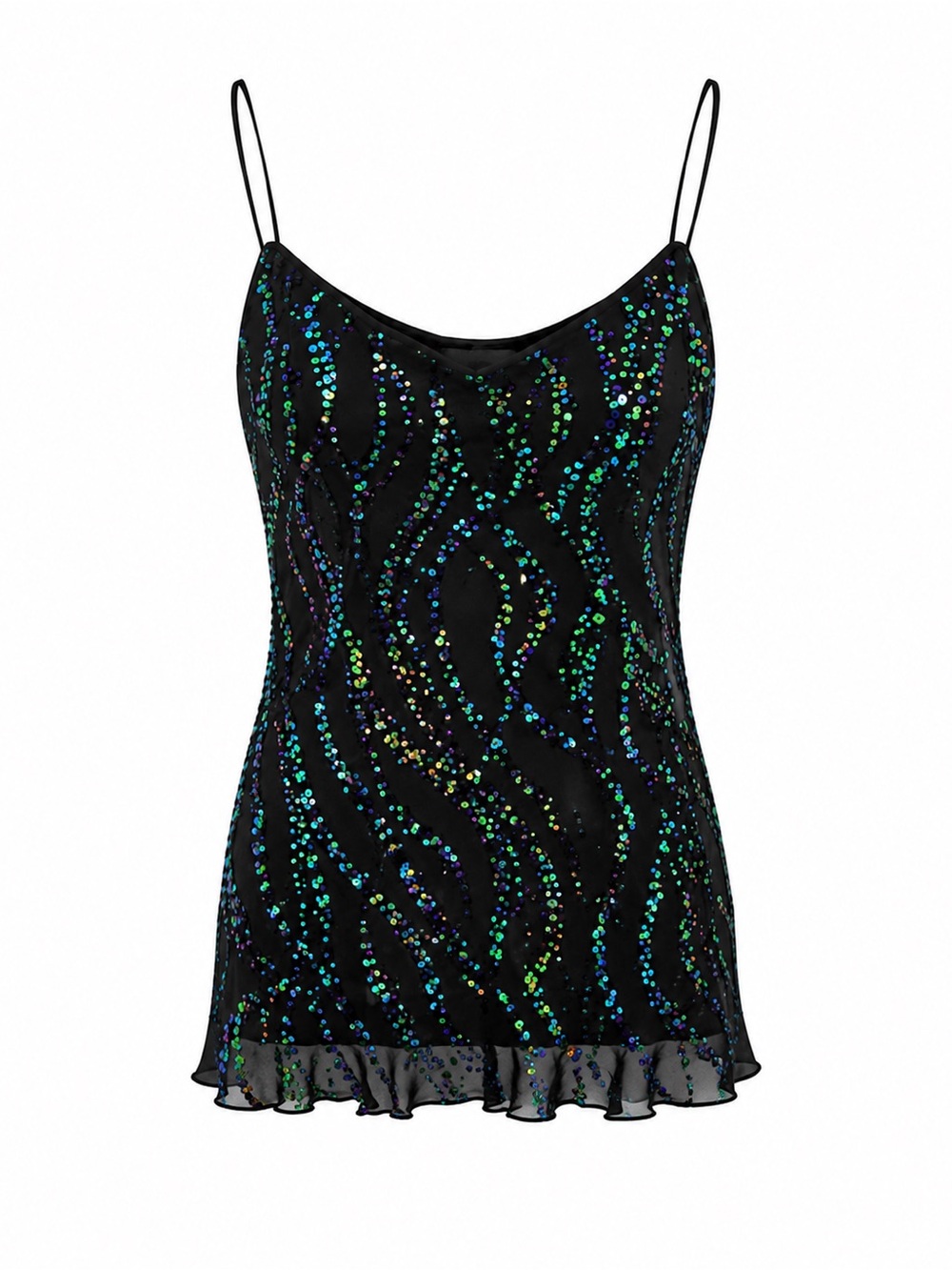 DIANE VON FURSTENBERG black camisole with sequins Size 8 NWOT - Picture 7 of 7